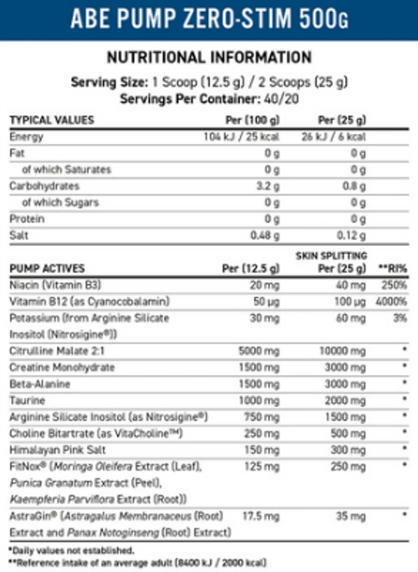 ABE Pump 500gr zero stim pre workout 4