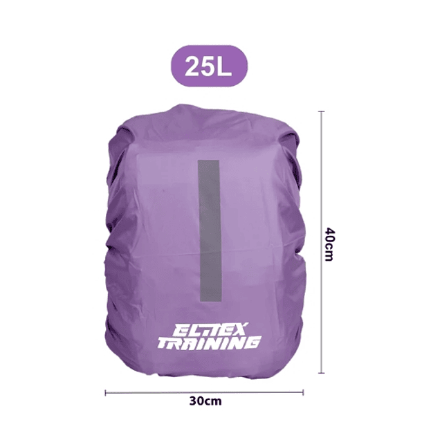 Capa protetora à prova d'água de lavanda para mochila de 25L com faixa reflexiva