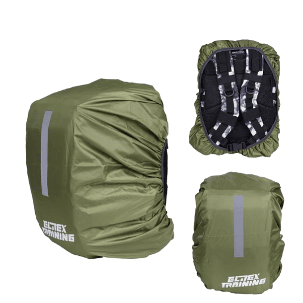 Capa protetora à prova d'água verde tática para mochila de 25L com faixa reflexiva