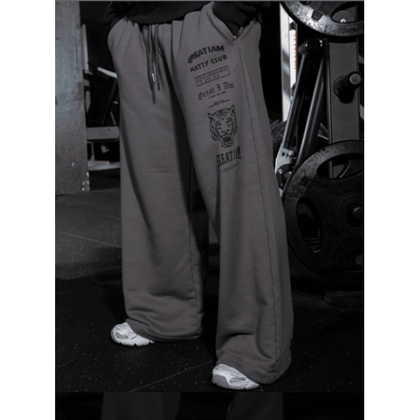 STRAIGHT PANTS BRAND NATION GREY