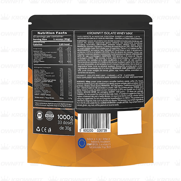 Proteína Whey Isolada MAX Krownfit -1000g 2