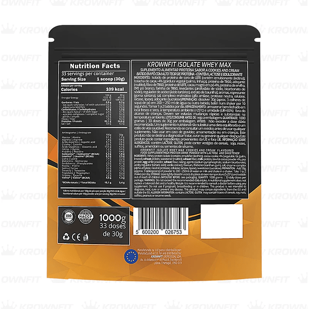 Proteína Whey Isolada MAX Krownfit -1000g 4