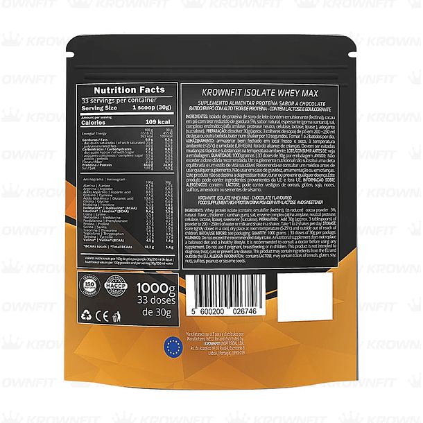 Proteína Whey Isolada MAX Krownfit -1000g 6