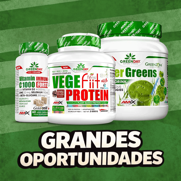 Pack Green Day Wellness: Vitamina C Immuno Forte + Super Greens + Proteína VEGEfiit