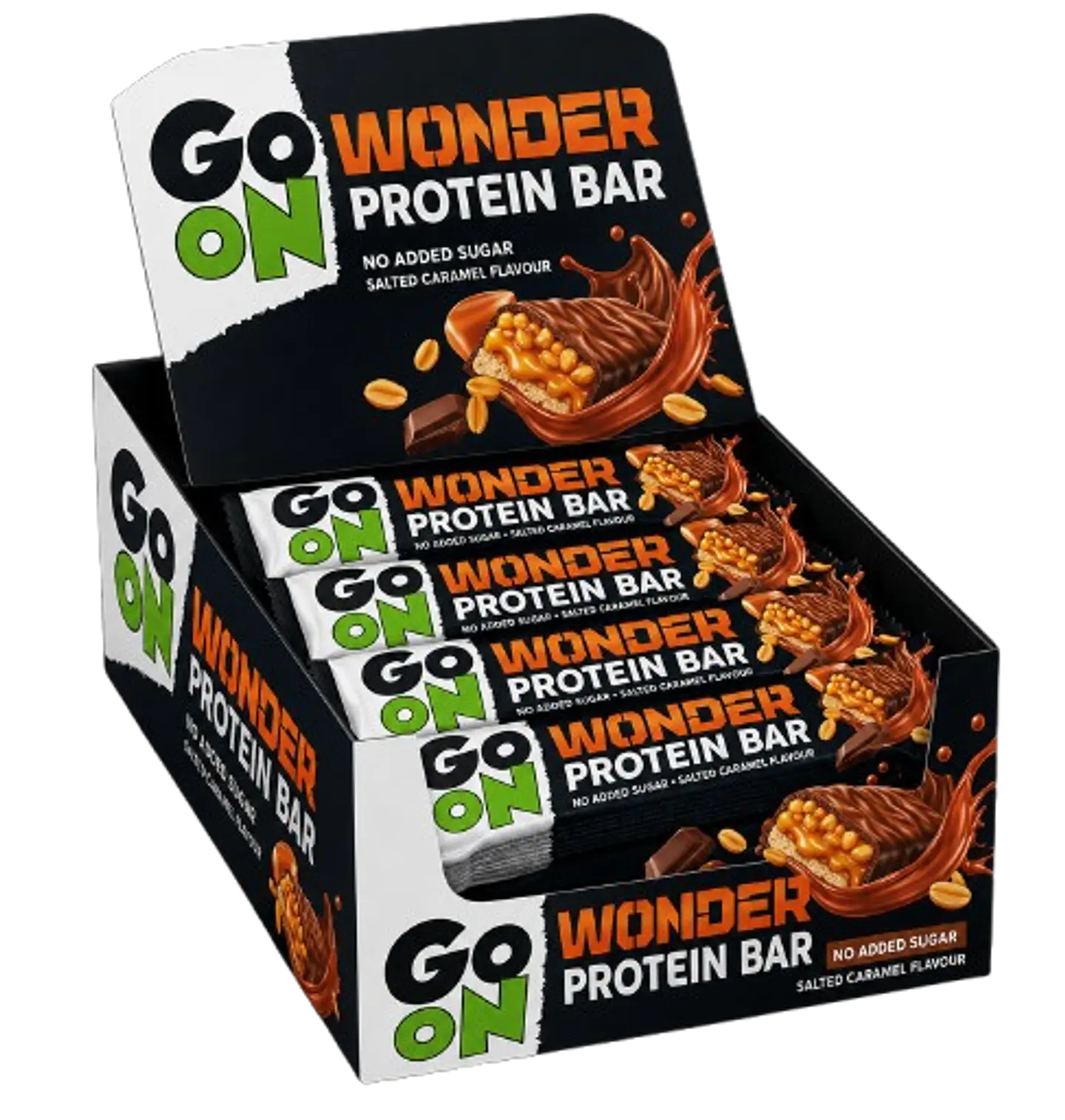 Barra Go On Protein Wonder de amendoim e caramelo salgado caixa de 24 un 1
