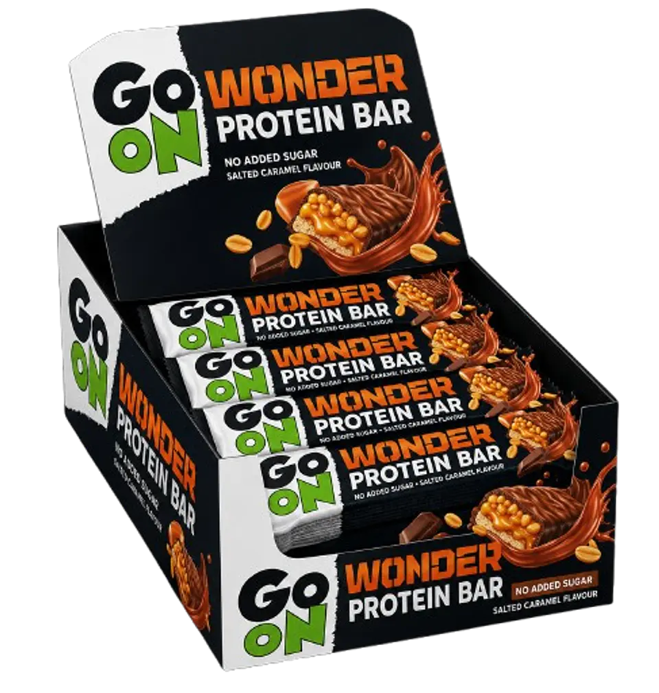 Barra Go On Protein Wonder de amendoim e caramelo salgado caixa de 24 un 1