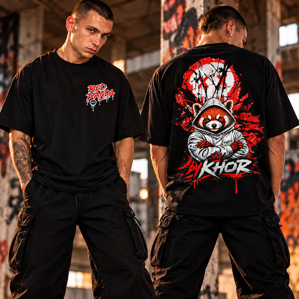 T-shirt Unissex KHOR Red Panda Rebellion | Black 2