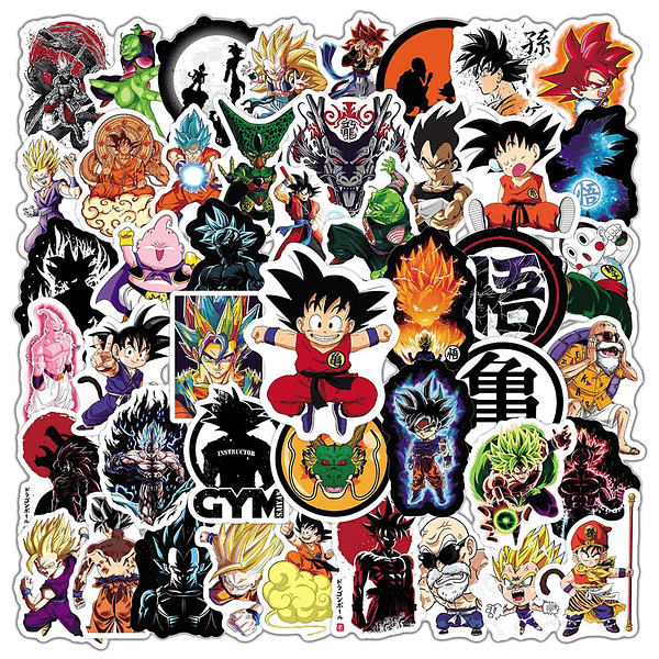 Pack de 50/60/100 Pegatinas de Dragon Ball: Goku y Amigos, Stickers Impermeables para Laptop, Moto y Skate - Decora tu Mundo con Estilo Anime (3)
