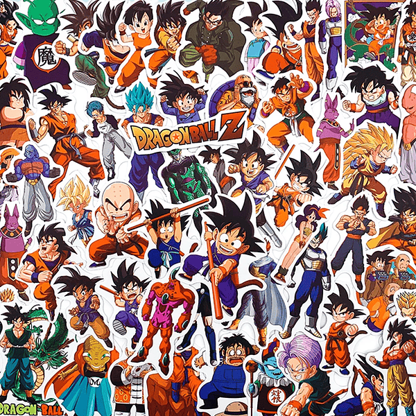 Pack de 50/60/100 Pegatinas de Dragon Ball: Goku y Amigos, Stickers Impermeables para Laptop, Moto y Skate - Decora tu Mundo con Estilo Anime (5)