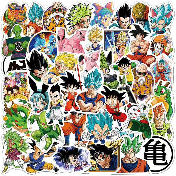 Pack de 50/60/100 Pegatinas de Dragon Ball: Goku y Amigos, Stickers Impermeables para Laptop, Moto y Skate - Decora tu Mundo con Estilo Anime (10)