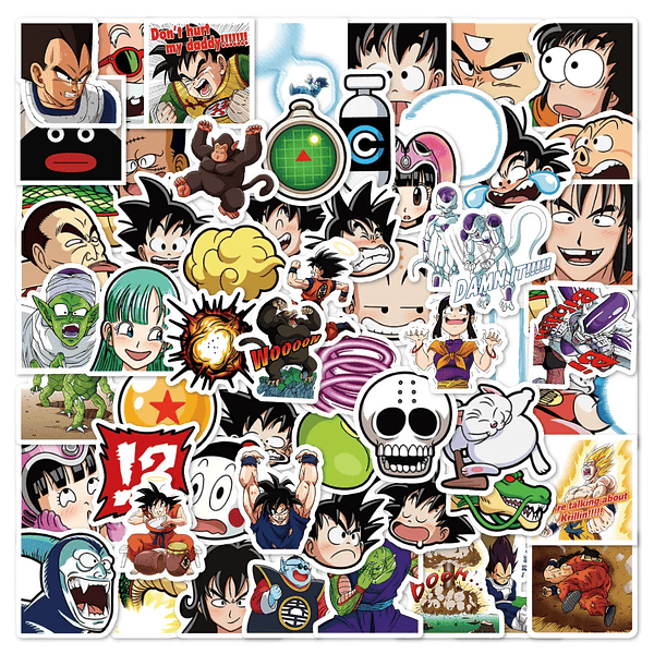 Pack de 50/60/100 Pegatinas de Dragon Ball: Goku y Amigos, Stickers Impermeables para Laptop, Moto y Skate - Decora tu Mundo con Estilo Anime (15)