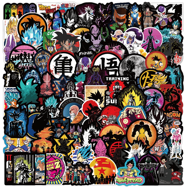 Pack de 50/60/100 Pegatinas de Dragon Ball: Goku y Amigos, Stickers Impermeables para Laptop, Moto y Skate - Decora tu Mundo con Estilo Anime (17)