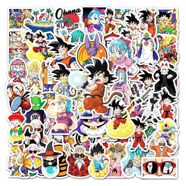 Pack de 50/60/100 Pegatinas de Dragon Ball: Goku y Amigos, Stickers Impermeables para Laptop, Moto y Skate - Decora tu Mundo con Estilo Anime (18)