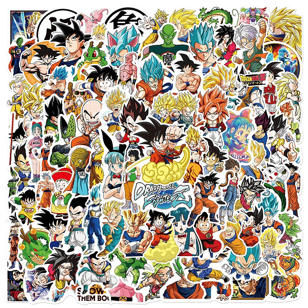 Pack de 50/60/100 Pegatinas de Dragon Ball: Goku y Amigos, Stickers Impermeables para Laptop, Moto y Skate - Decora tu Mundo con Estilo Anime (19)