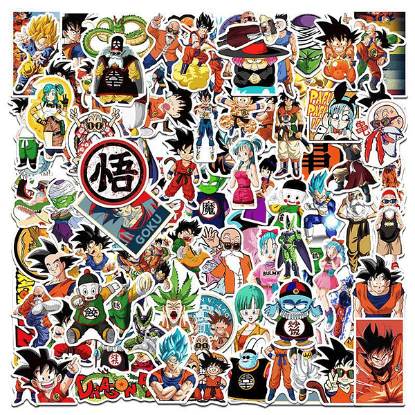 Pack de 50/60/100 Pegatinas de Dragon Ball: Goku y Amigos, Stickers Impermeables para Laptop, Moto y Skate - Decora tu Mundo con Estilo Anime (20)