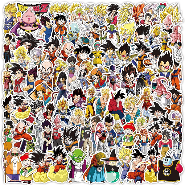 Pack de 50/60/100 Pegatinas de Dragon Ball: Goku y Amigos, Stickers Impermeables para Laptop, Moto y Skate - Decora tu Mundo con Estilo Anime (21)