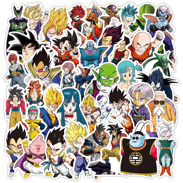 Pack de 50/60/100 Pegatinas de Dragon Ball: Goku y Amigos, Stickers Impermeables para Laptop, Moto y Skate - Decora tu Mundo con Estilo Anime (22)