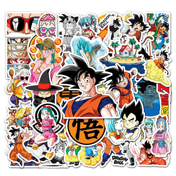 Pack de 50/60/100 Pegatinas de Dragon Ball: Goku y Amigos, Stickers Impermeables para Laptop, Moto y Skate - Decora tu Mundo con Estilo Anime (23)