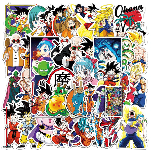 Pack de 50/60/100 Pegatinas de Dragon Ball: Goku y Amigos, Stickers Impermeables para Laptop, Moto y Skate - Decora tu Mundo con Estilo Anime (24)