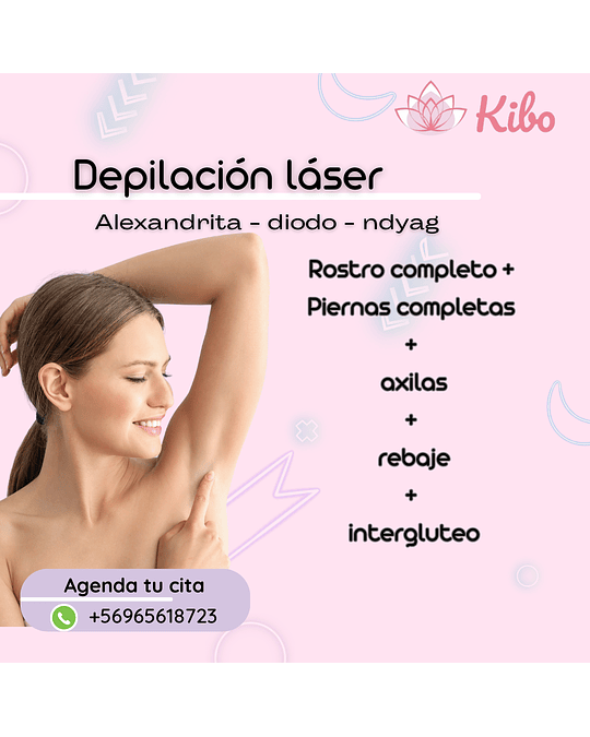 Depilación láser Rostro completo - piernas completas - axilas - rebaje - intergluteo