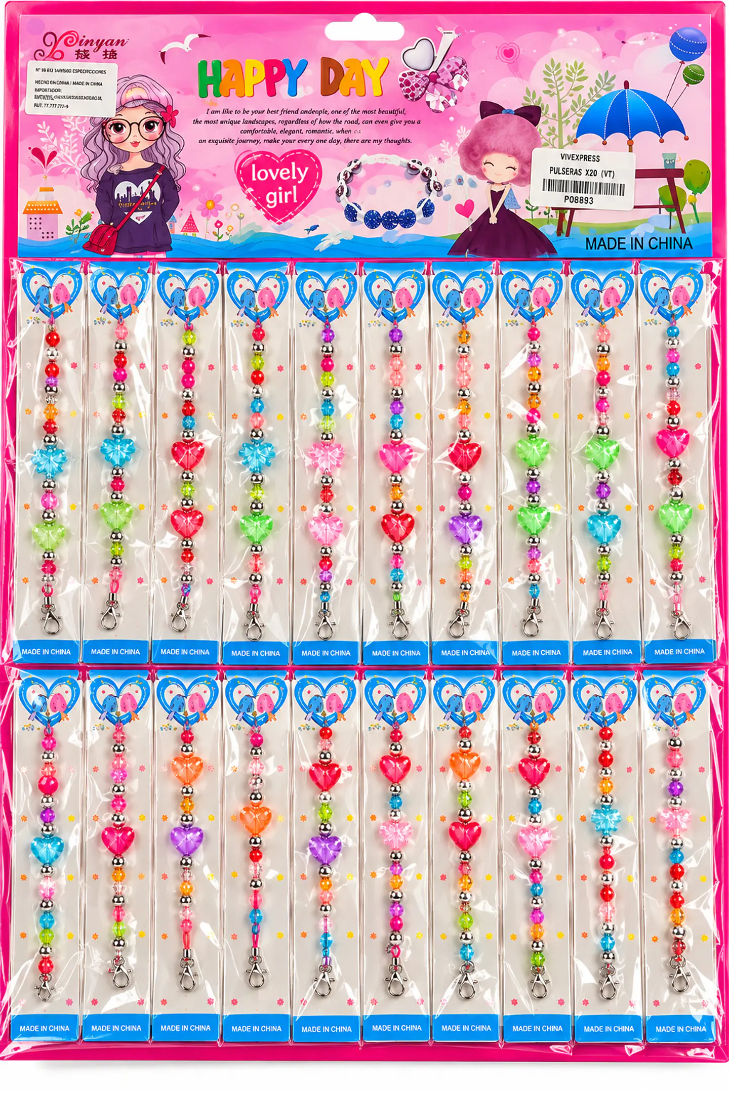 DISPLAY DE 20 PULSERAS NIÑA  1