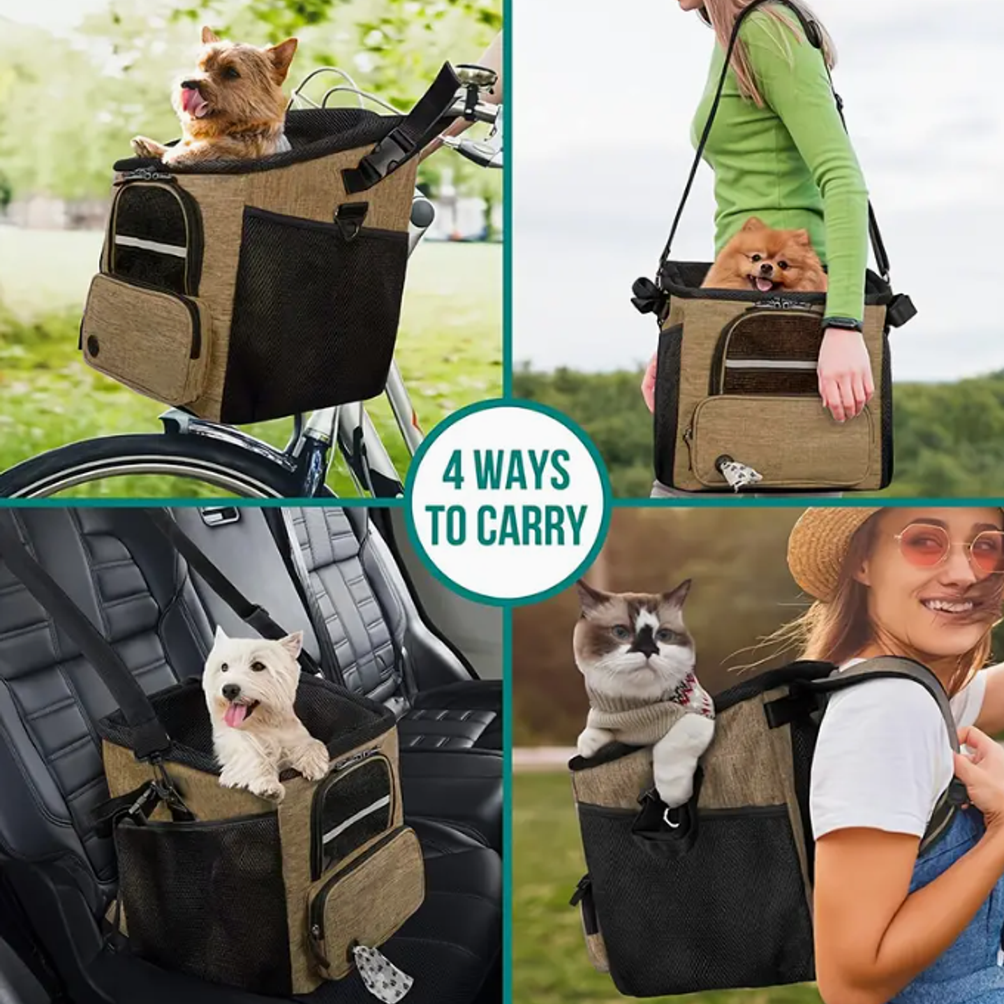 Cesta Multifuncional para Perros - Mochila Portadora Plegable para Paseos y Aventuras Familiares 1