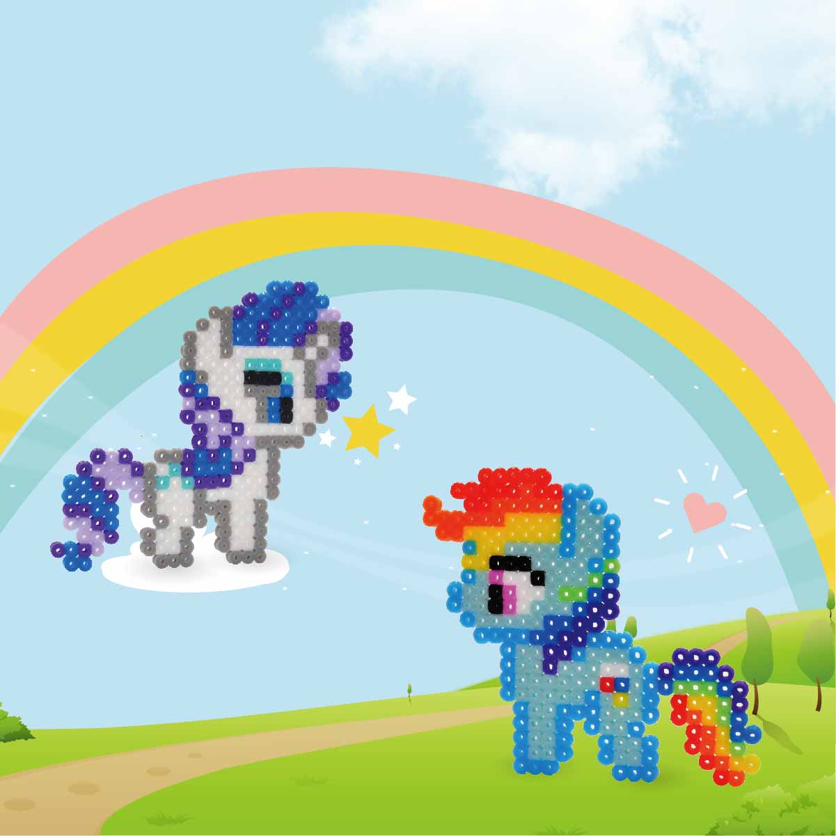 Ponys Rainbow Dash y Rarity (900 Beads 5mm)
