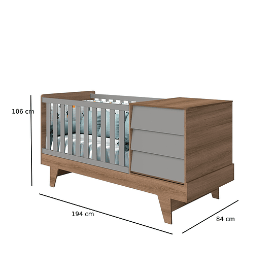 Cuna 3 En 1 Noah Gris Caramelo