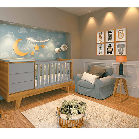 Cuna 3 En 1 Noah Gris Caramelo