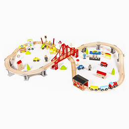 Pista De Tren City 70 Pcs Montessori