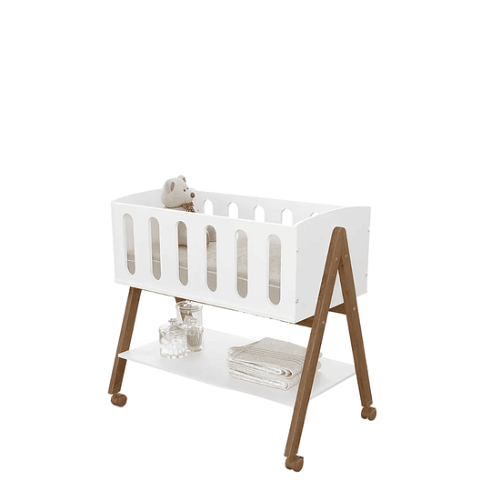 Mini cuna colecho Liv Blanca/Eco wood Con ruedas