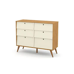 Cómoda 6 Cajones Beige/Eco Wood Gold 