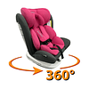 Combo Coche Cuna Travel System rosado Kidscool + Silla Auto 360 Etapa 0-1-2-3 Rosada