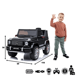 Entrega Express - Auto a Batería Jeep G63 Con Licencia Mercedes 12V Negro 