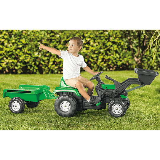 Entrega Express - Tractor A Pedales Maxi Ranch Verde Con Carrito Y Pala