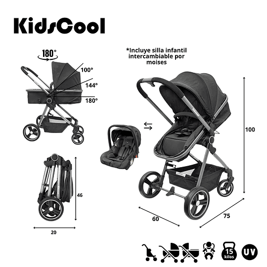 Entrega Express - Coche Compact Travel System Negro