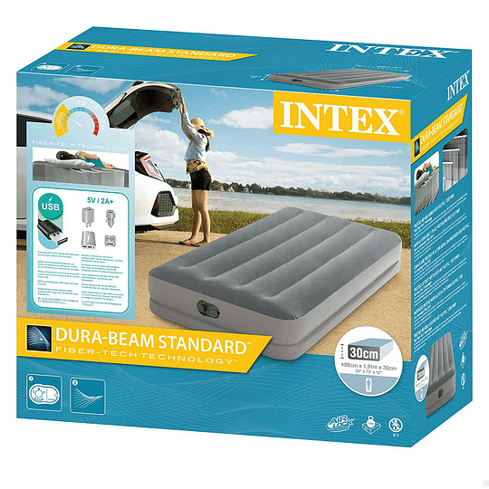 Cama Inflable Electrica Gris Usb 1 Pl 