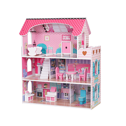 COMBO Casa De Muñeca Madera 3 Pisos Con Accesorios + Cocina Blanca +Accesorios Sofía 