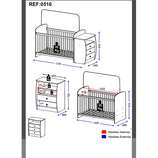 Retiro Express - Cuna con Mudador Bambini Gris 