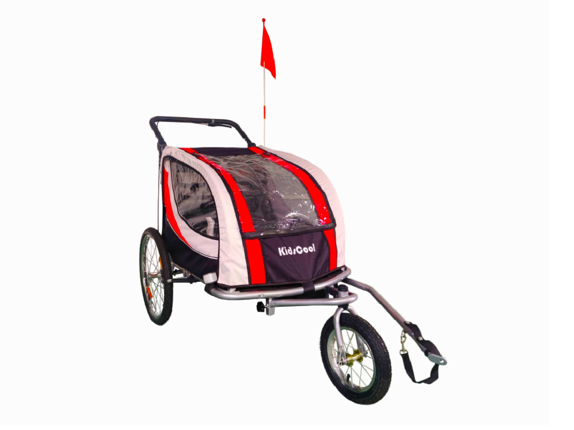 Carro arrastre trailer para bicicletas 2 niños BeRide Verde