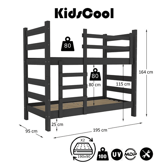 Camarote Essenciale Cr Negro C/Escalera