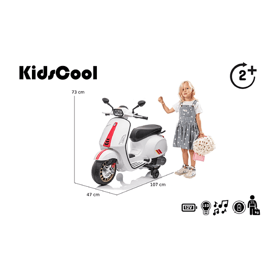 Retiro Express - Moto Blanca Vespa Sprint Racing A Bateria 12V