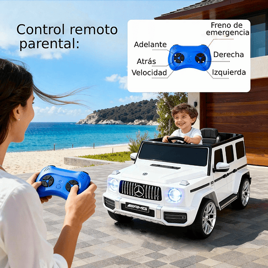 Retiro Express - Auto a Batería Jeep G63 Con Licencia Mercedes 12V Blanco