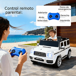 Auto a Batería Jeep G63 Con Licencia Mercedes 12V Blanco
