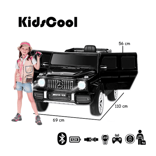 Auto a Batería Jeep G63 Con Licencia Mercedes 12V Negro