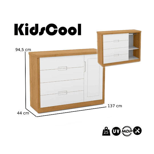 Comoda Tutto Con Puerta Blanca Caramelo