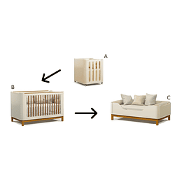 Cuna Flow 3 Funciones Beige Eco Wood