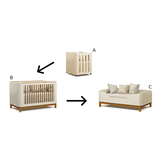 Cuna Flow 3 Funciones Beige Eco Wood