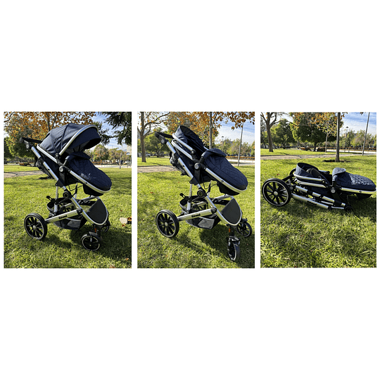 Coche Cuna Lux 3 En 1 Kidscool Azul - Retiro Express