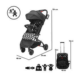 Coche Ultra Compacto Mimo Negro Lunares - Retiro Express